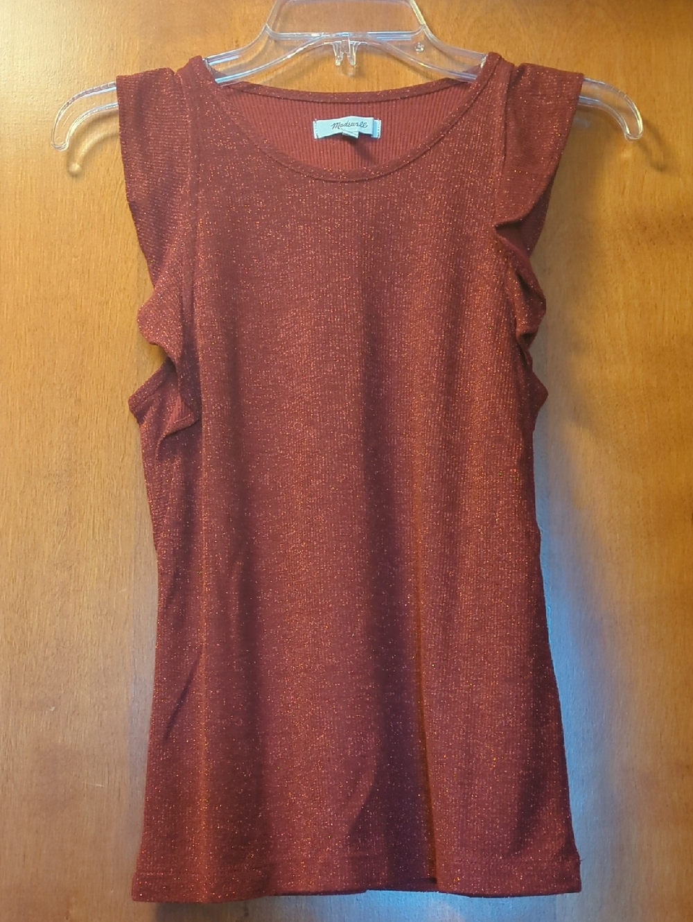 Madewell Rust Metallic Ruffle Sleeve Tank